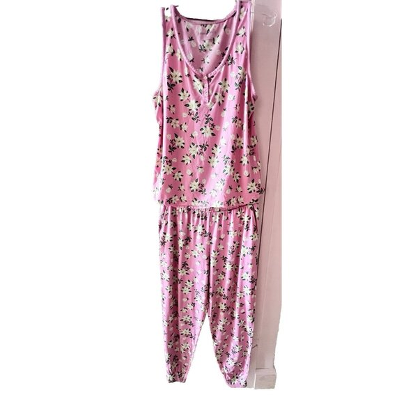 DRAPER JAMES Women's Sz M Pajama Set Pink MAGNOLIA Floral Soft Sleeveless - Picture 13 of 16